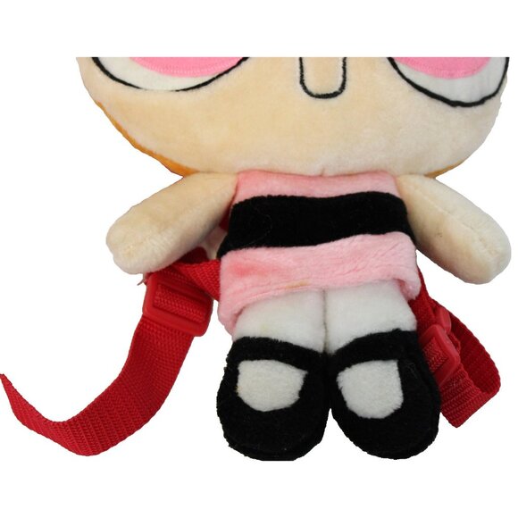 2002 Powerpuff Girls Blossom Plush Backpack Faux Fur Satin Bow Zip Adjust Straps - Picture 3 of 12